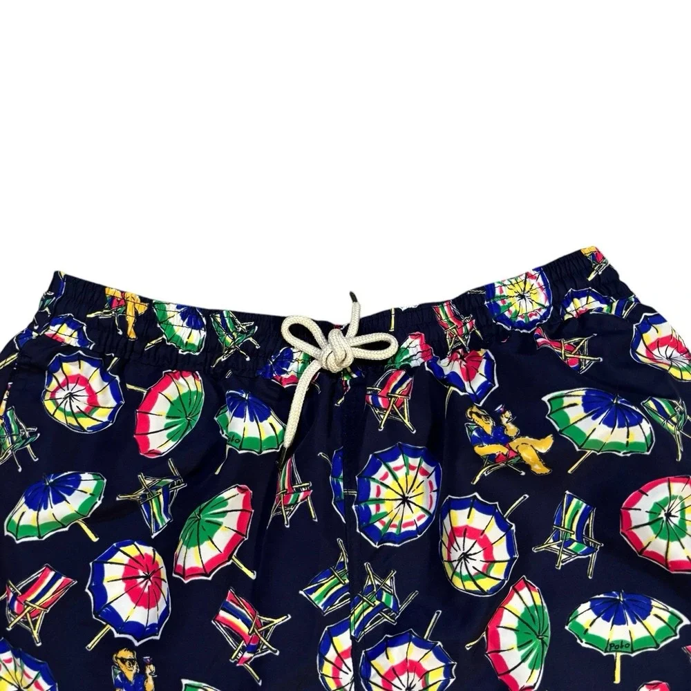 Polo Ralph Lauren Swim Trunks Polo Bear Umbrella Print Mens Large Summer Beach‎